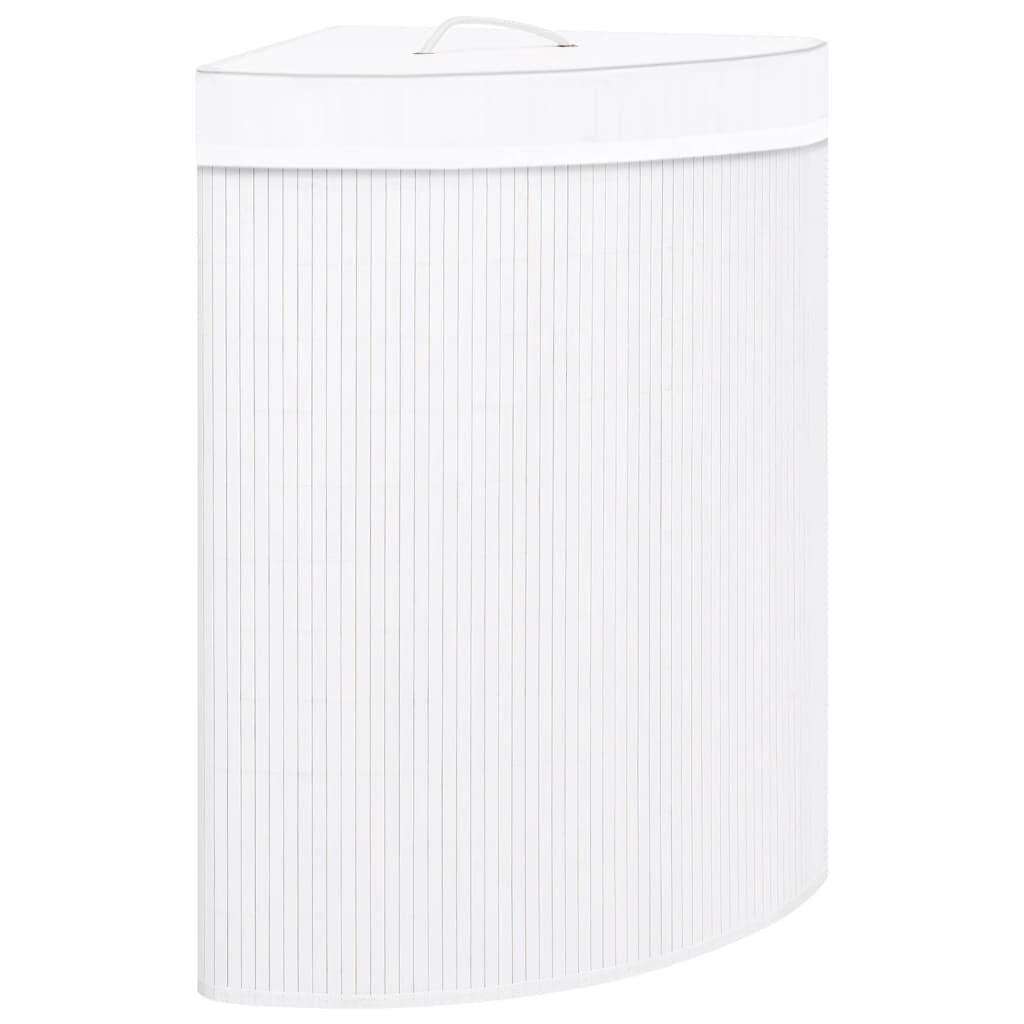 Vidaxl Panier à linge d'angle en bambou 60 L - Blanc - Jusqu'à -43%