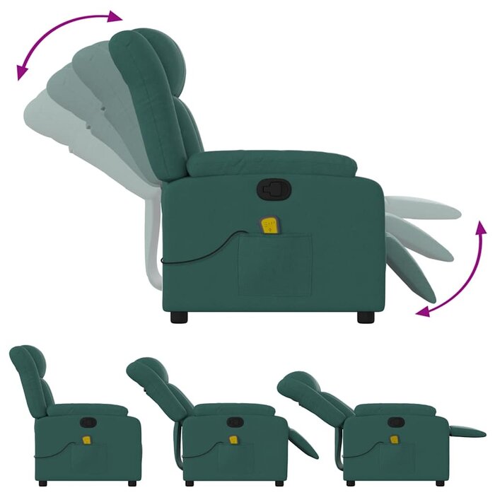 Vidaxl Fauteuil de massage inclinable vert foncé - Jusqu'à -46% sur nos retours