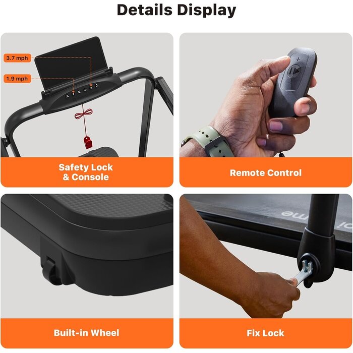 Tapis de marche pliable intelligent jusqu'à -43% - Noir mat - 120 kg max