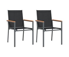 Vidaxl Lot de 2 chaises de jardin en textilène - Noir - Jusqu'à -46%