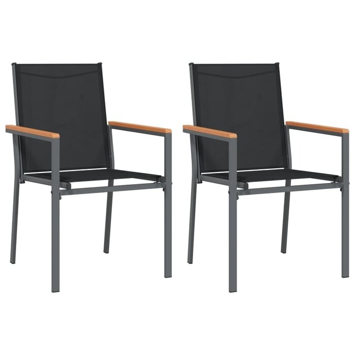 Vidaxl Lot de 2 chaises de jardin en textilène - Noir - Jusqu'à -46%