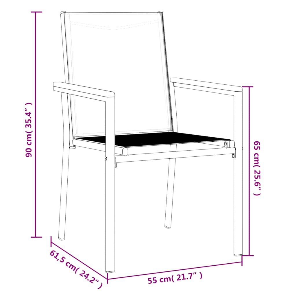 Vidaxl Lot de 2 chaises de jardin en textilène - Noir - Jusqu'à -46%