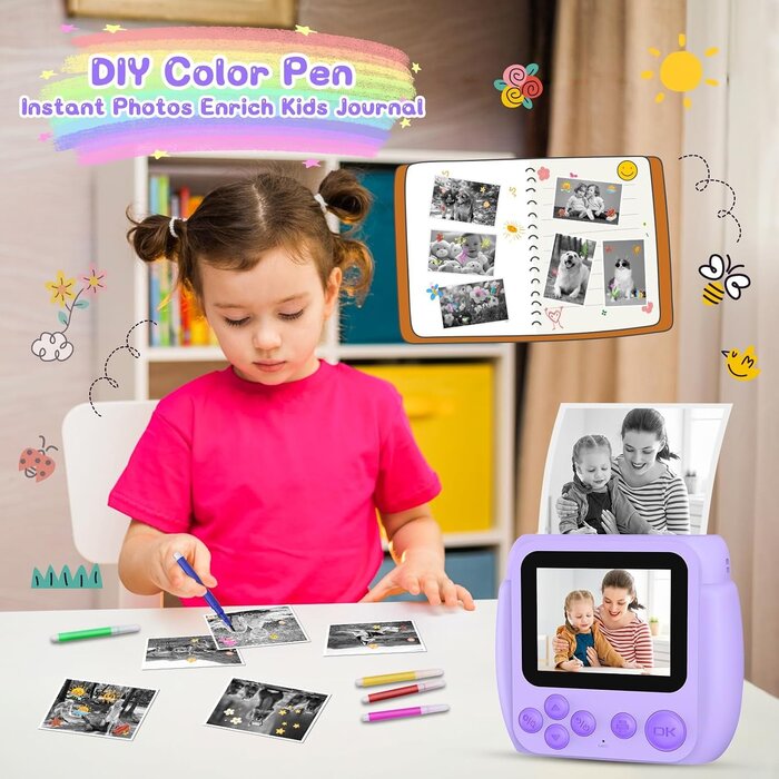 Appareil photo instantané enfant 48MP - Violet - Jusqu'à -43%