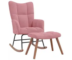 Vidaxl Fauteuil à bascule avec repose-pieds en velours rose - Jusqu'à -35%
