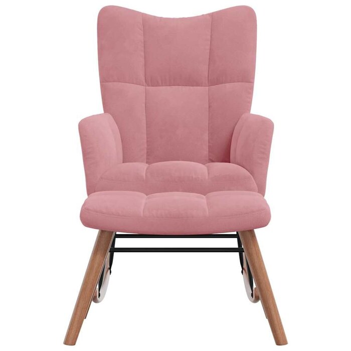 Vidaxl Fauteuil à bascule avec repose-pieds en velours rose - Jusqu'à -35%