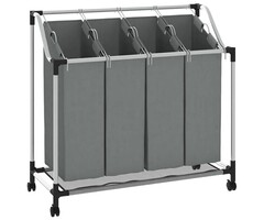 Vidaxl Panier à linge 4 compartiments sur roulettes - Jusqu'à 45% de réduction