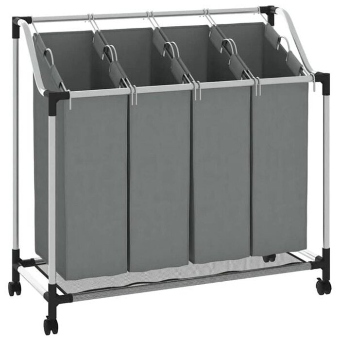 Vidaxl Panier à linge 4 compartiments sur roulettes - Jusqu'à 45% de réduction