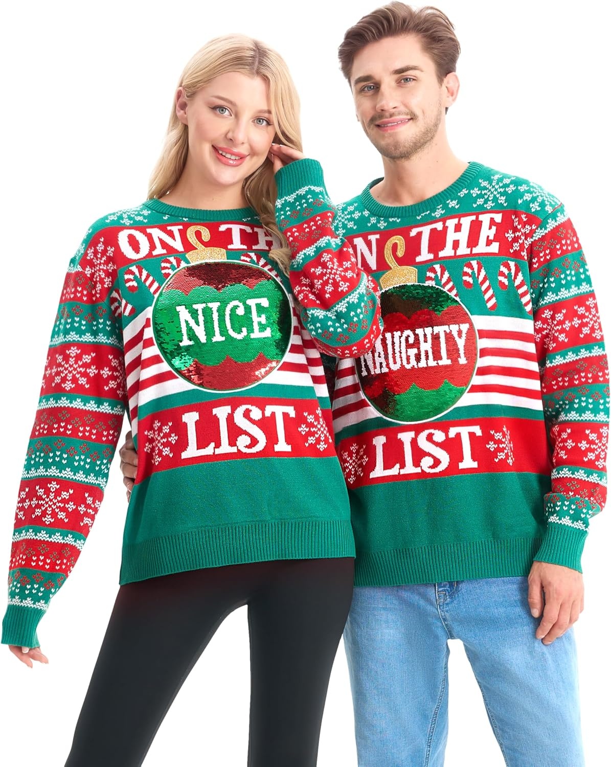 Pull de Noël humoristique vert sequins - Jusqu'à -36% de remise