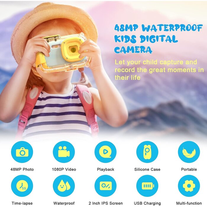 Appareil photo numérique étanche pour enfant 48MP - Jusqu'à -33%