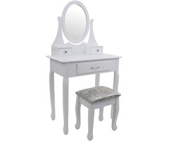 Viking Choice Coiffeuse blanche avec miroir et tabouret - Jusqu'à -46% de réduction