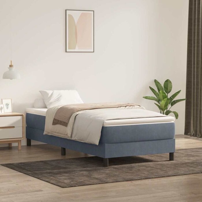 Vidaxl Sommier tapissier velours gris 100x220 cm - Jusqu'à -40%