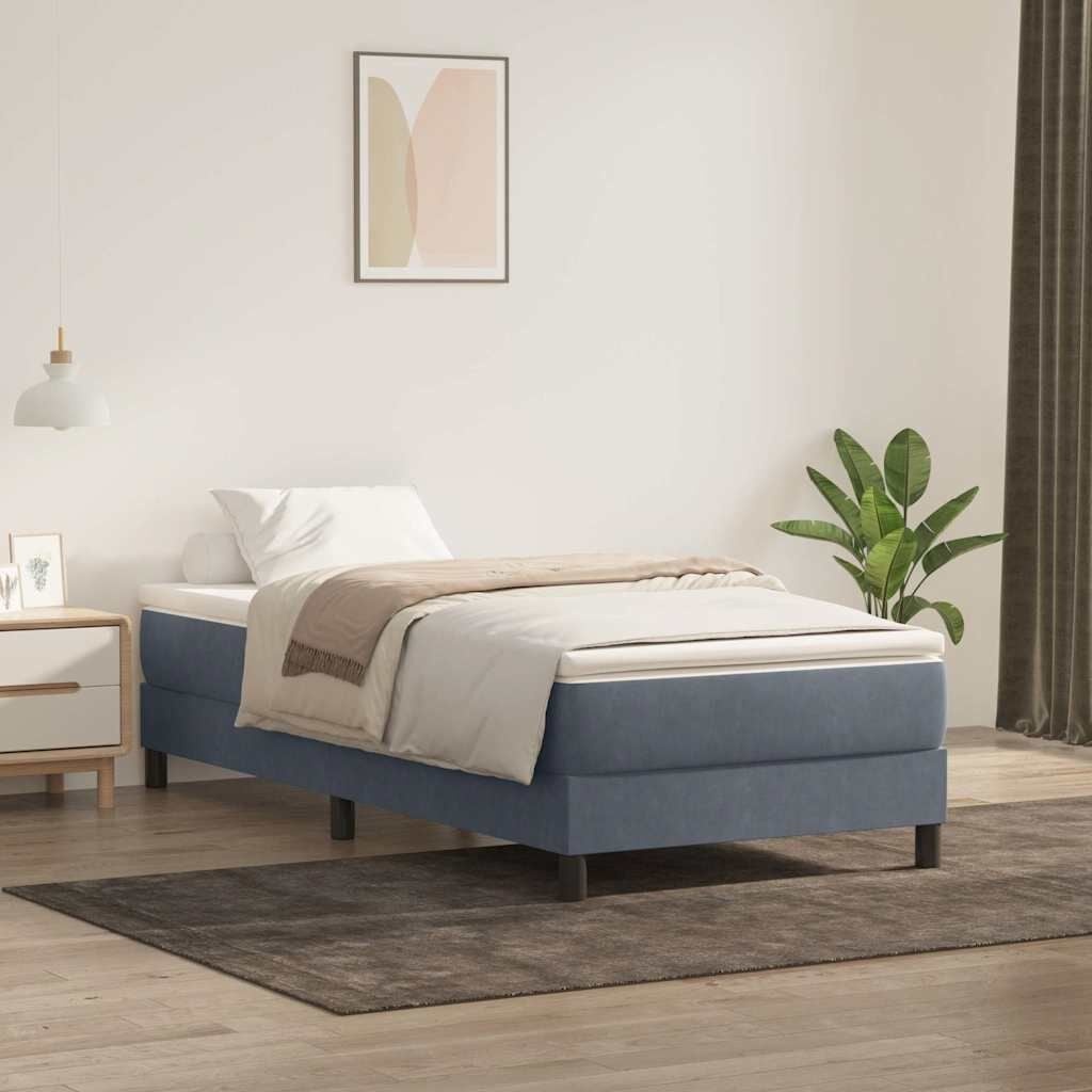 Vidaxl Sommier tapissier velours gris 100x220 cm - Jusqu'à -40%