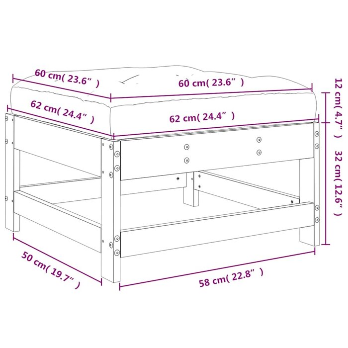 Vidaxl Repose-pieds de jardin en pin gris - Jusqu'à -45% de remise
