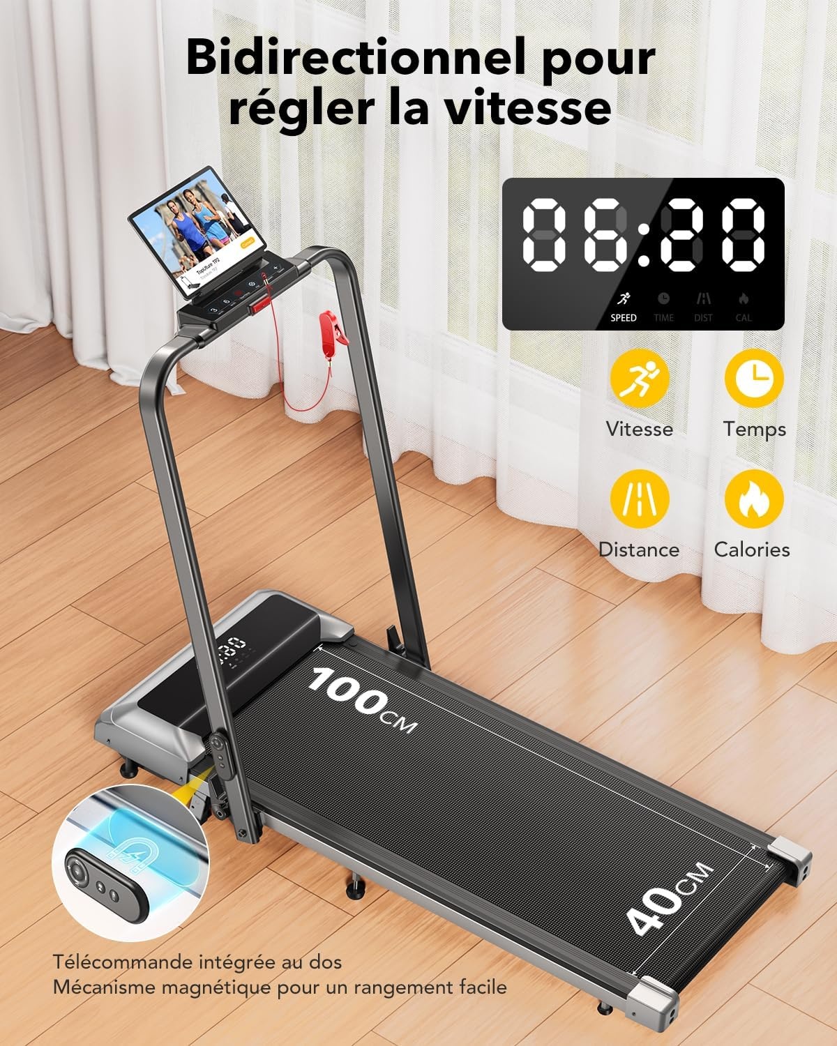 Tapis de marche pliable connecté inclinable - Jusqu'à 42% de remise