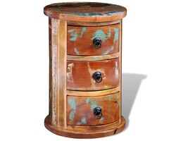 Vidaxl Meuble de rangement rond 3 tiroirs en bois massif recyclé - Jusqu'à 36% de remise