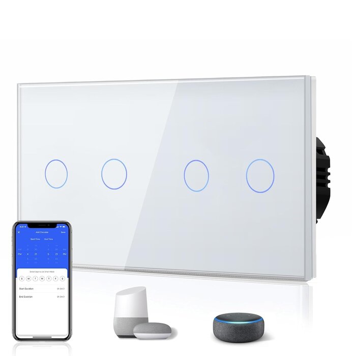 Interrupteur Mural Intelligent Double Wifi en Verre - Jusqu'à 34% de remise