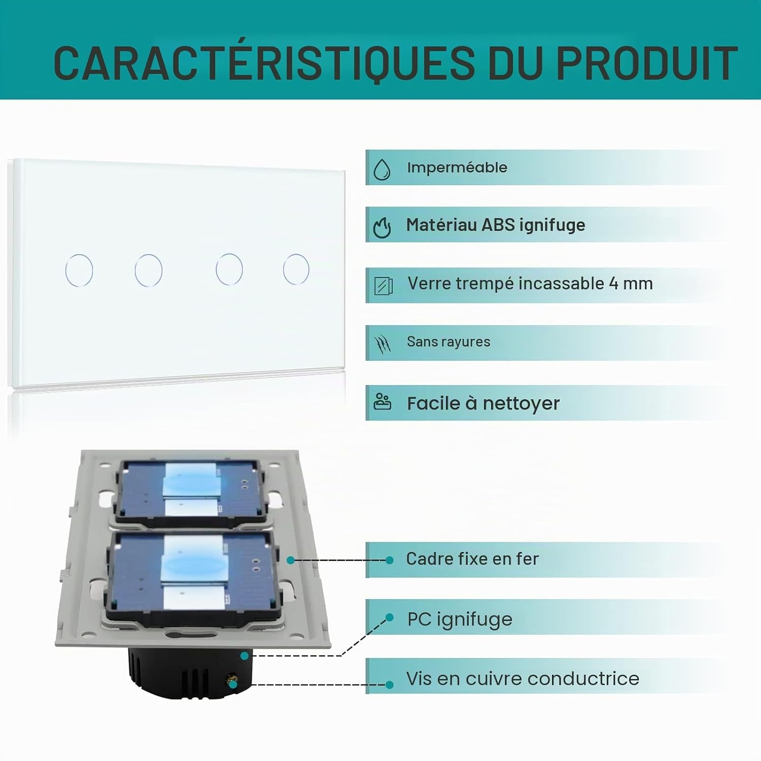 Interrupteur Mural Intelligent Double Wifi en Verre - Jusqu'à 34% de remise