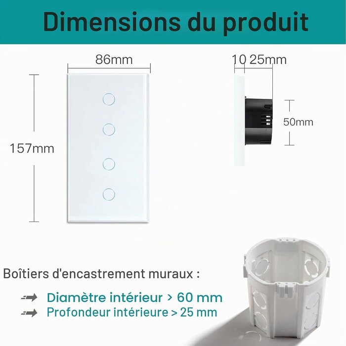 Interrupteur Mural Intelligent Double Wifi en Verre - Jusqu'à 34% de remise