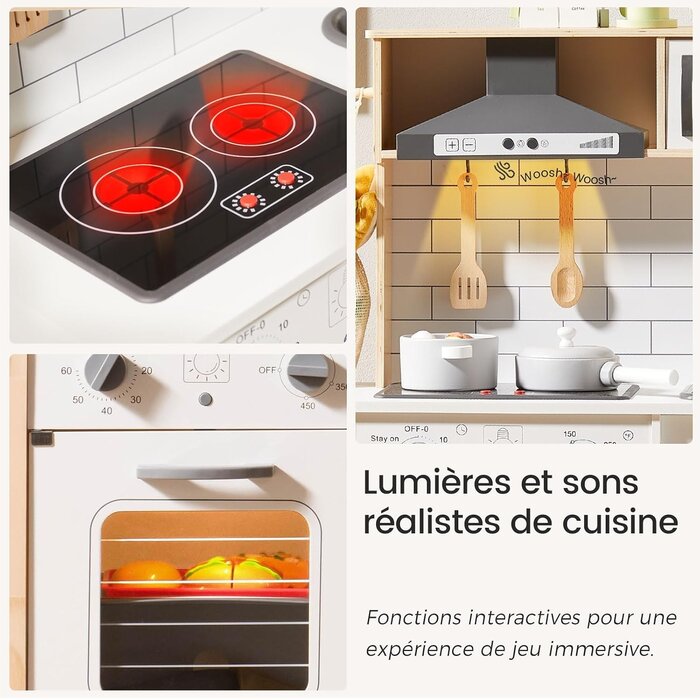 Cuisine enfant en bois anthracite - 18 accessoires - Jusqu'à 37% de réduction