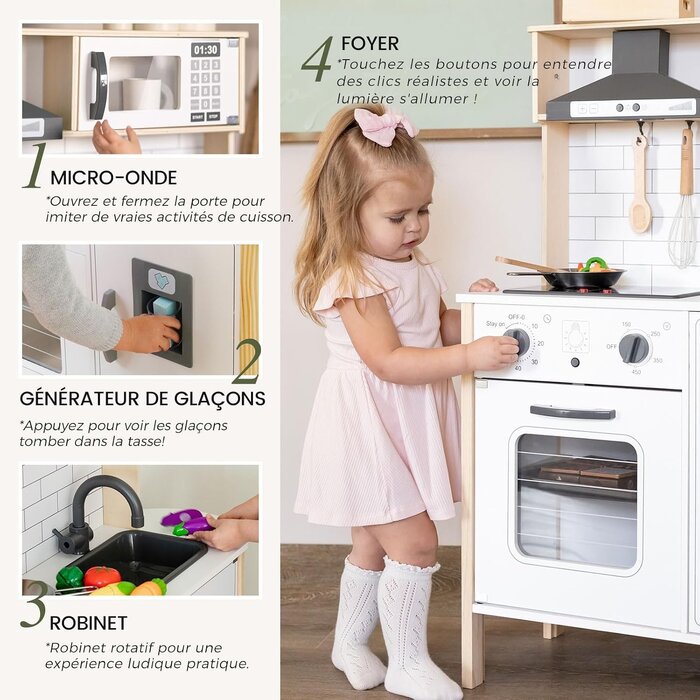 Cuisine enfant en bois anthracite - 18 accessoires - Jusqu'à 37% de réduction