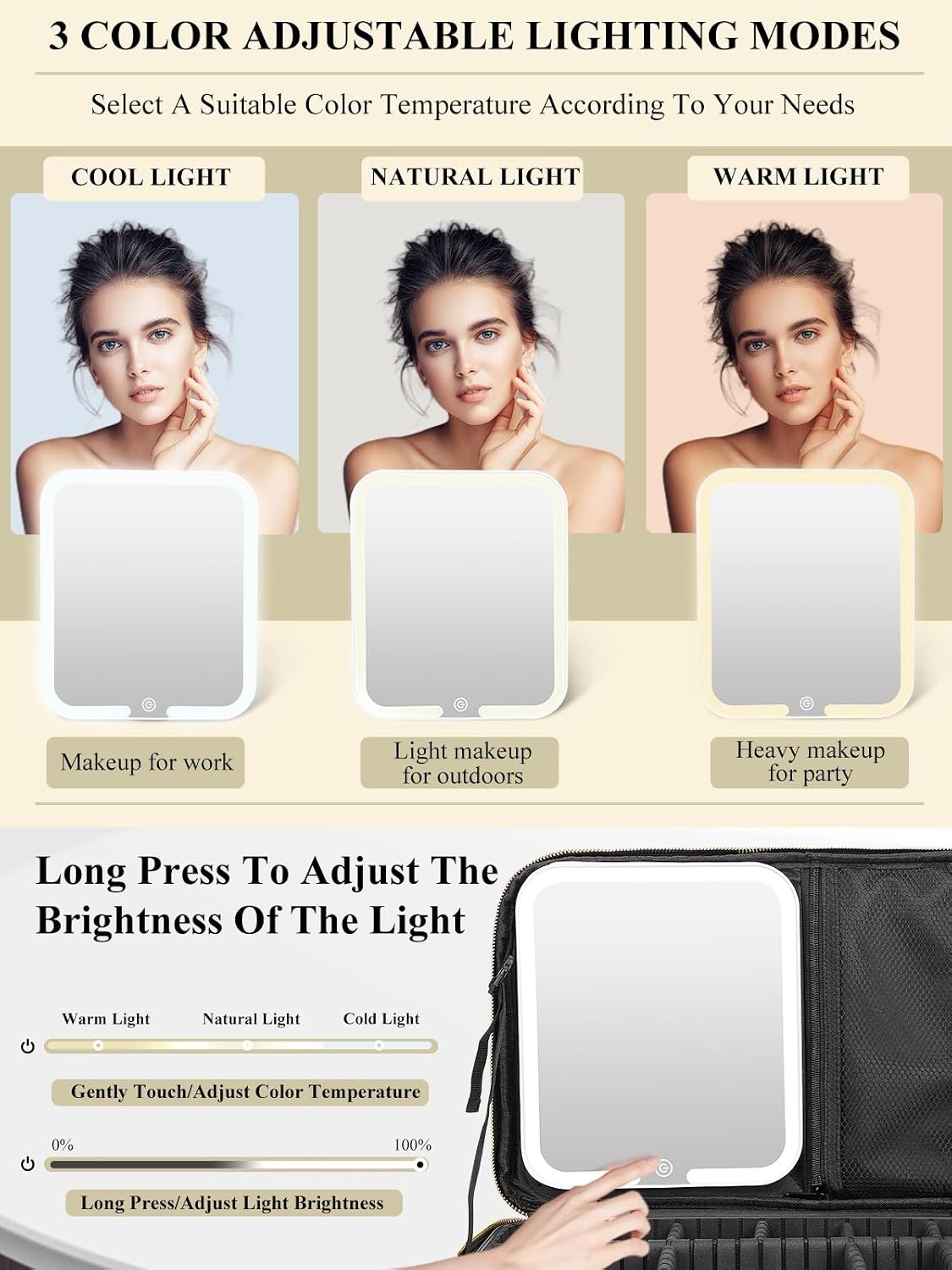 Mallette de maquillage avec miroir LED - Jusqu'à 53% de remise