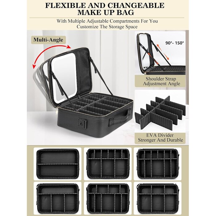 Mallette de maquillage avec miroir LED - Jusqu'à 53% de remise