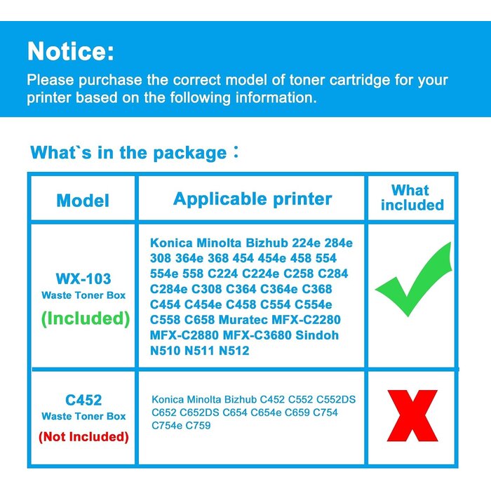 Bac de récupération de toner WX-103 compatible - Jusqu'à 52% de réduction