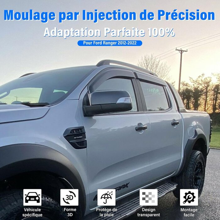Déflecteurs d'air Ford Ranger 2012-2022 - Jeu de 4 - Jusqu'à -80%
