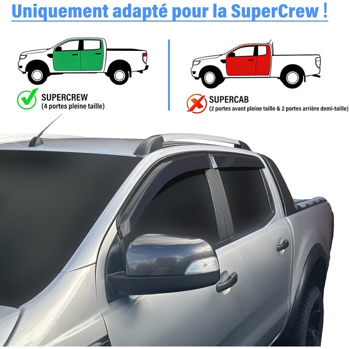 Déflecteurs d'air Ford Ranger 2012-2022 - Jeu de 4 - Jusqu'à -80%