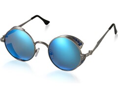 Lunettes de soleil rondes rétro bleues UV400 - Jusqu'à 35% de réduction