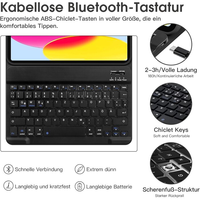 Étui clavier QWERTZ pour iPad 10 (2022) - Jusqu'à -33% de remise