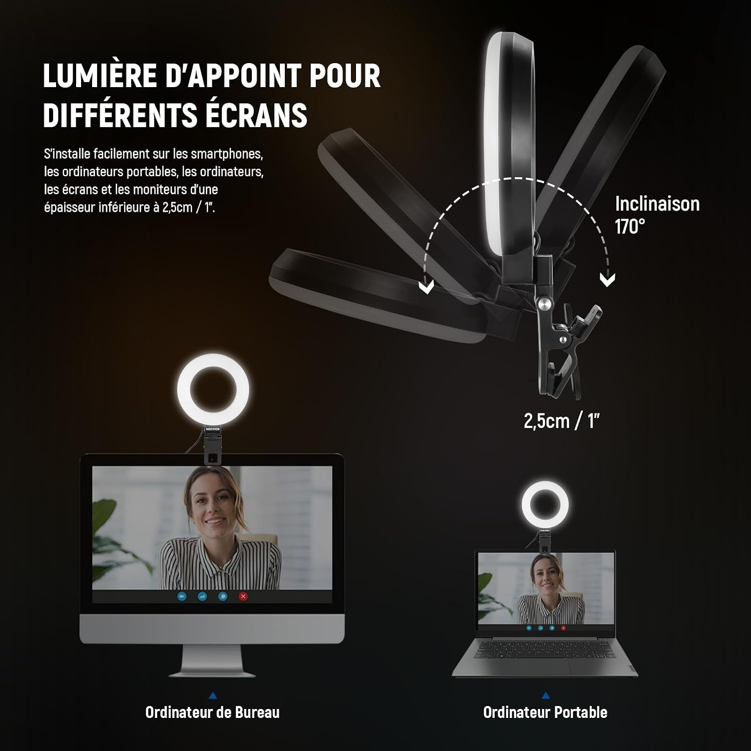 Anneau lumineux LED 5" pour visioconférences - Jusqu'à -37% de remise