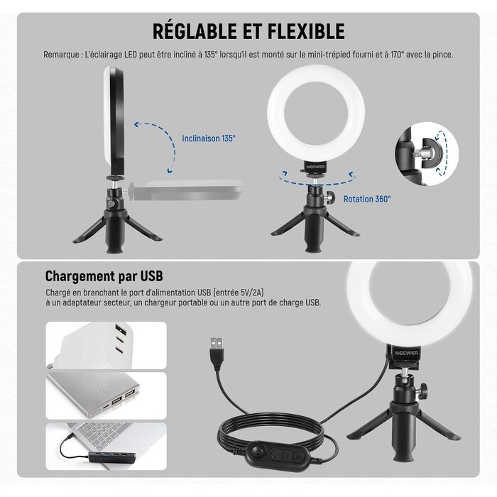 Anneau lumineux LED 5" pour visioconférences - Jusqu'à -37% de remise