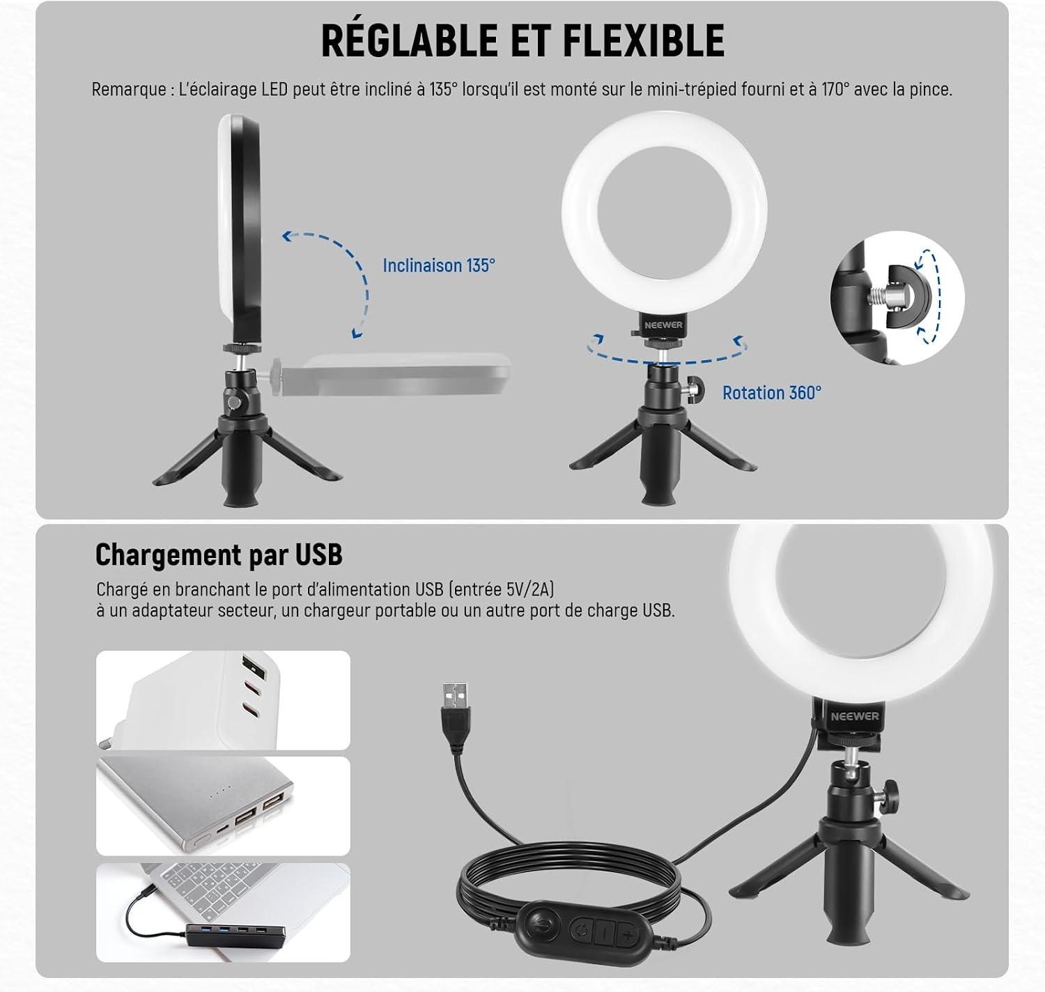 Anneau lumineux LED 5" pour visioconférences - Jusqu'à -37% de remise