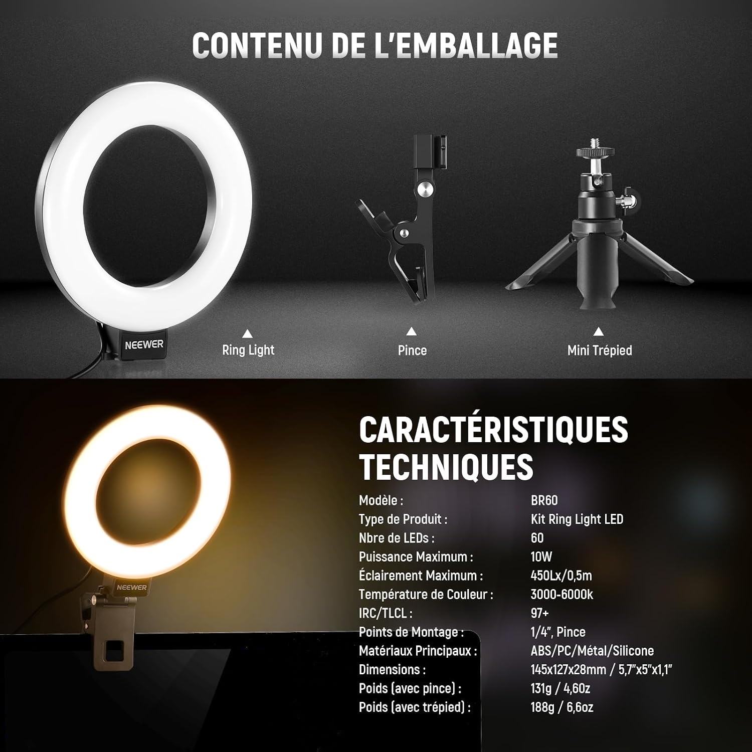Anneau lumineux LED 5" pour visioconférences - Jusqu'à -37% de remise