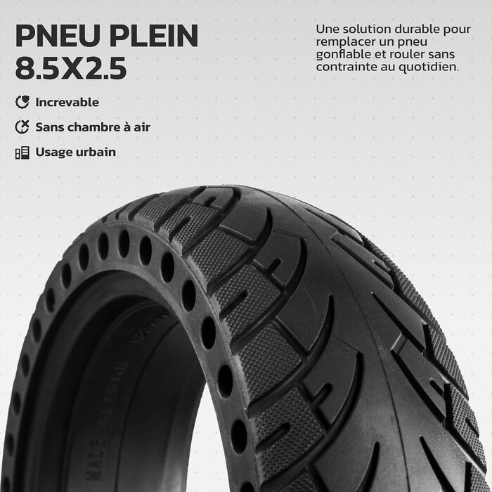 Pneu plein increvable 8,5x2,5" pour trottinette - Jusqu'à -34%