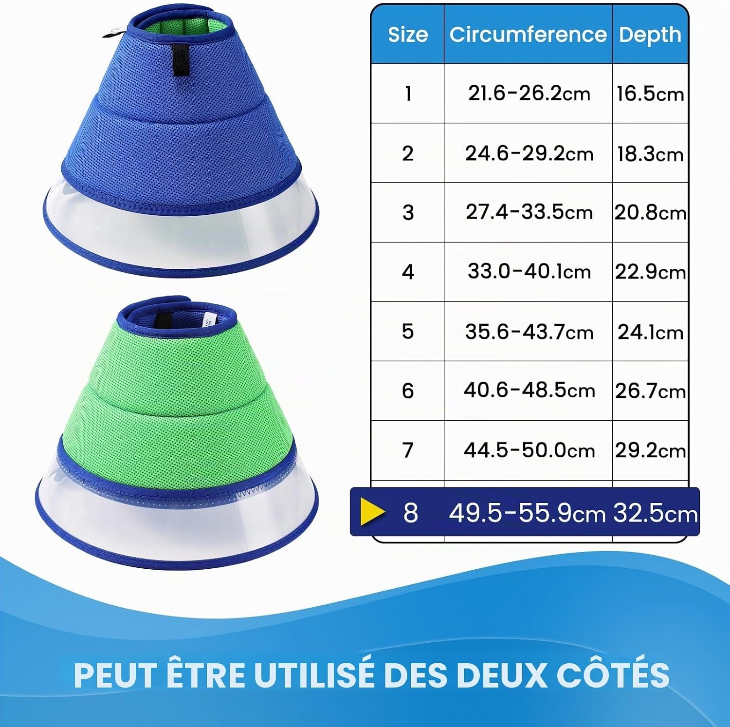 Collerette souple pour chien - Anti-léchage - Bleu T8 - Jusqu'à -32%