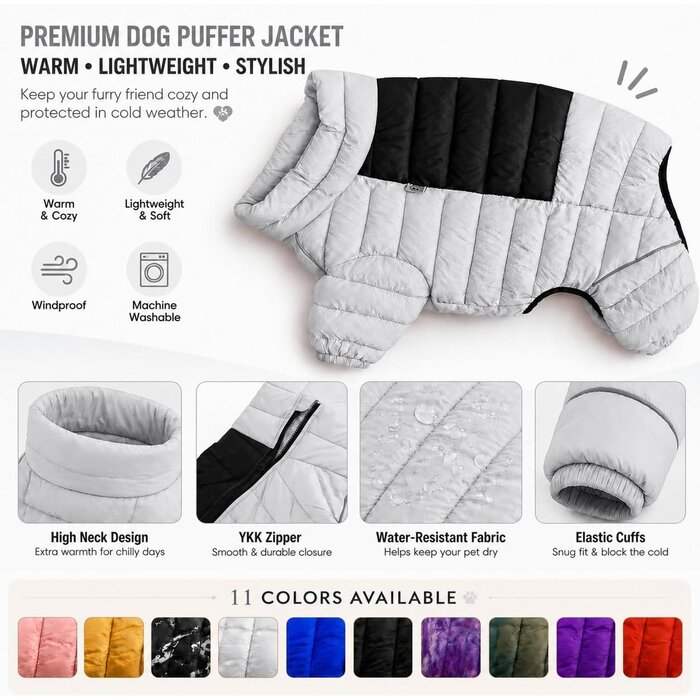 Manteau imperméable 4 pattes pour chien - Blanc cassé - XL - Jusqu'à 40% de rabais