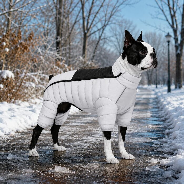 Manteau imperméable 4 pattes pour chien - Blanc cassé - XL - Jusqu'à 40% de rabais