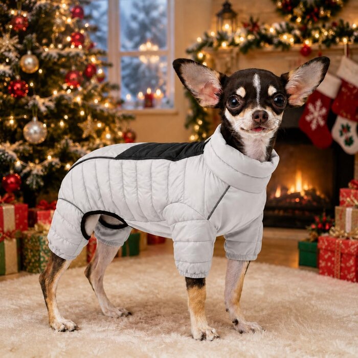 Manteau imperméable 4 pattes pour chien - Blanc cassé - XL - Jusqu'à 40% de rabais