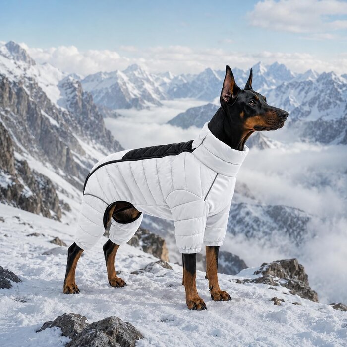 Manteau imperméable 4 pattes pour chien - Blanc cassé - XL - Jusqu'à 40% de rabais