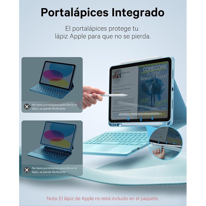 Earto Clavier tablette 10e gén. USB bleu - Jusqu'à 34% de remise