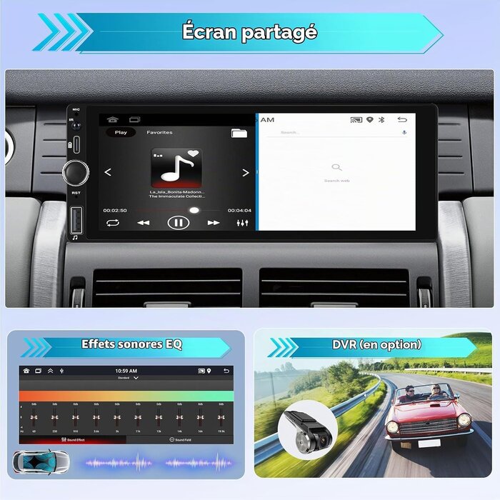 Autoradio 1-DIN Android 13 Écran 6,86" CarPlay/Android Auto - Jusqu'à 42% de remise