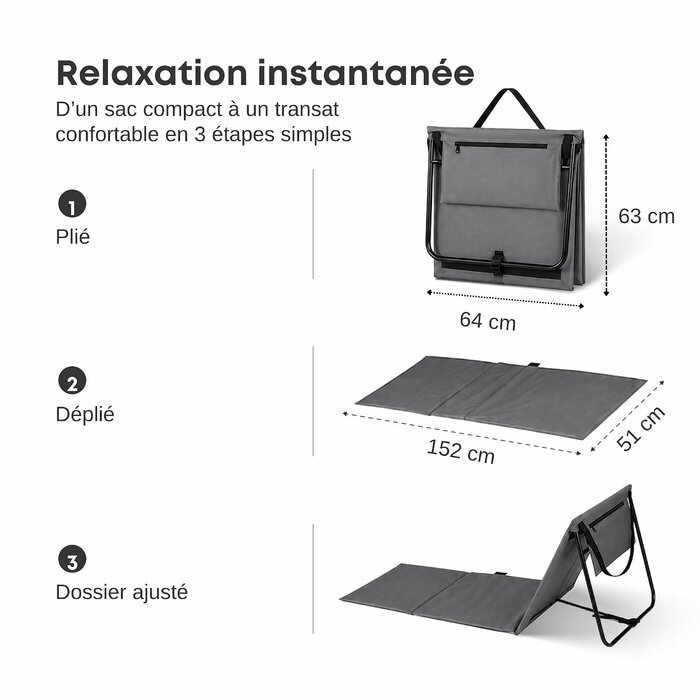 Lot de 2 tapis de plage pliables avec dossier réglable - Jusqu'à -41%