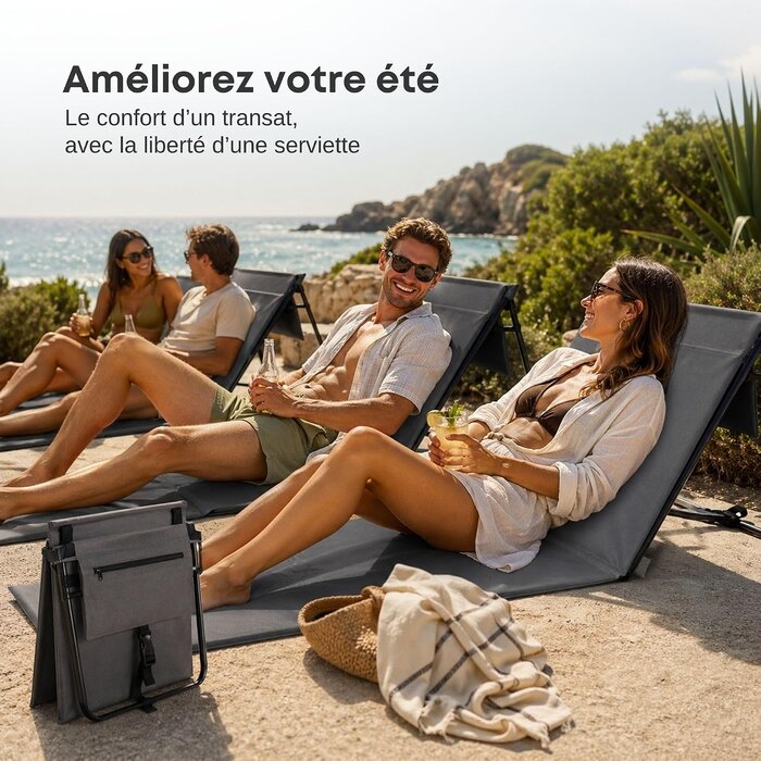 Lot de 2 tapis de plage pliables avec dossier réglable - Jusqu'à -41%