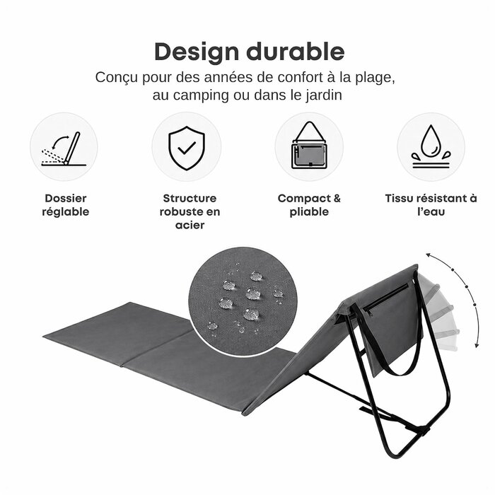 Lot de 2 tapis de plage pliables avec dossier réglable - Jusqu'à -41%