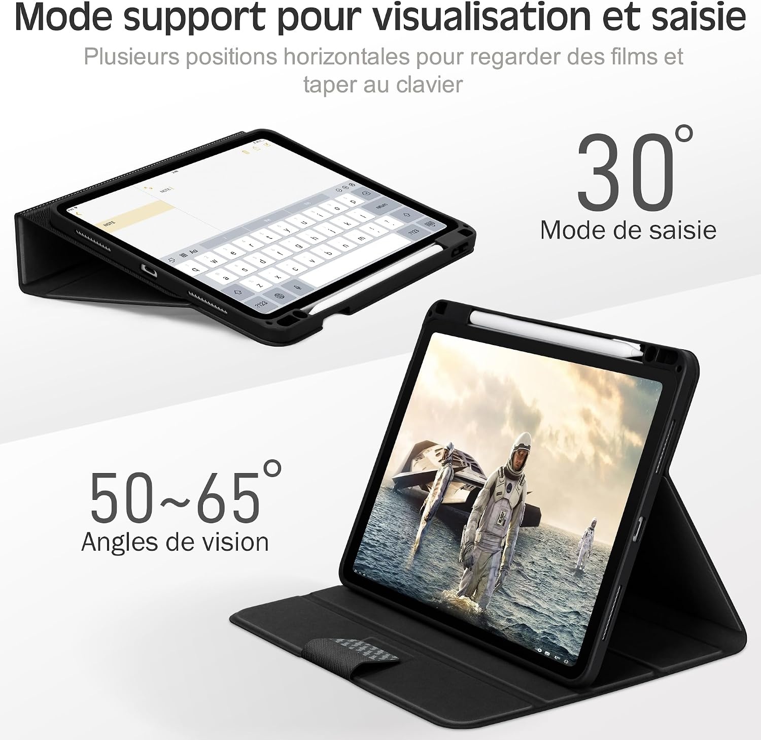 Étui pour iPad Air 10,9" - Cuir vegan - Noir - Jusqu'à 34% de remise
