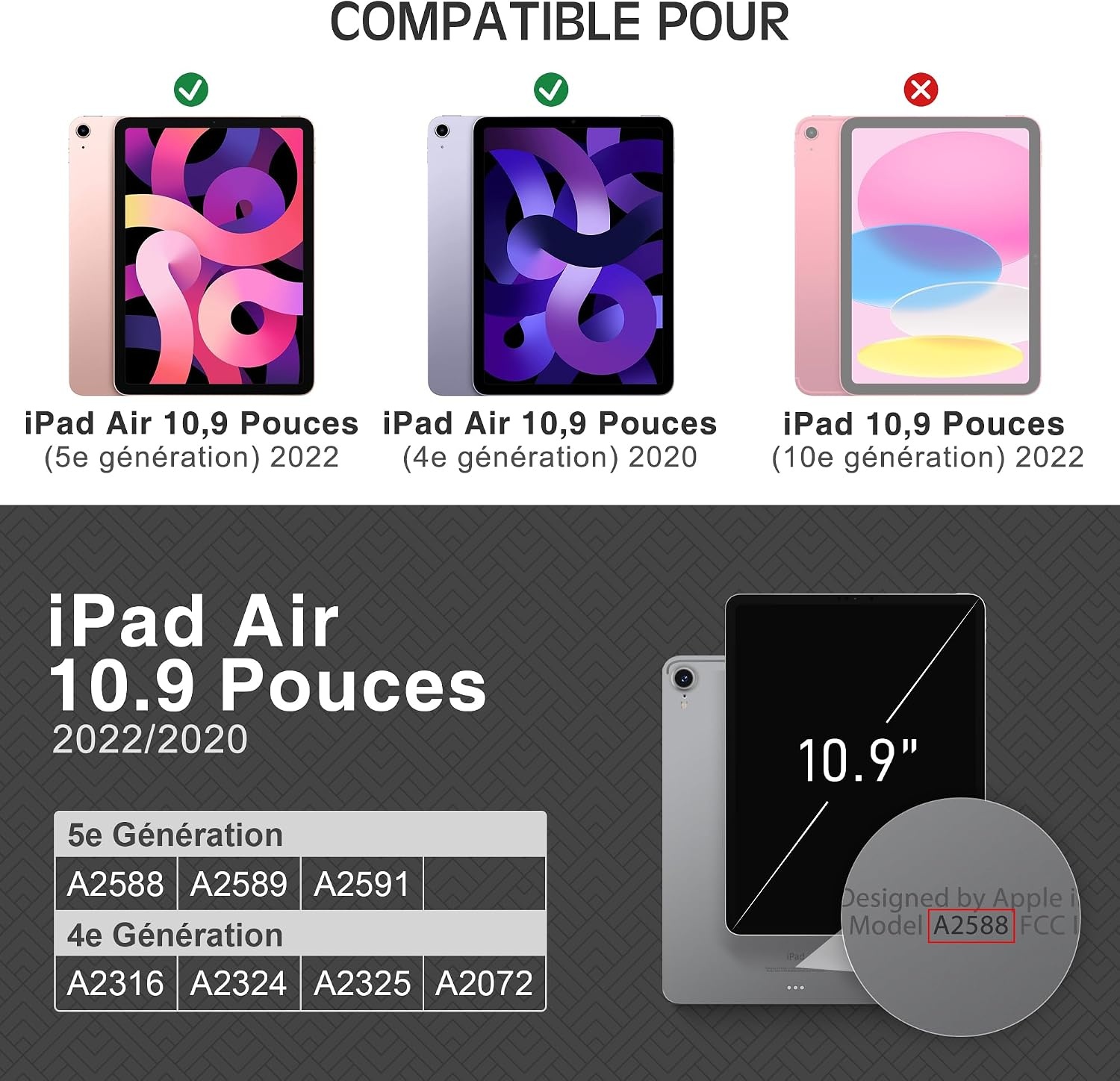 Étui pour iPad Air 5/4 10,9" Noir - Protection Premium - Jusqu'à -38%