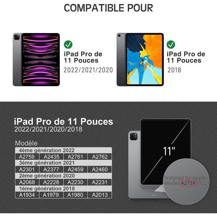 Étui de protection pour iPad Pro 11 pouces - Noir - Jusqu'à -34%