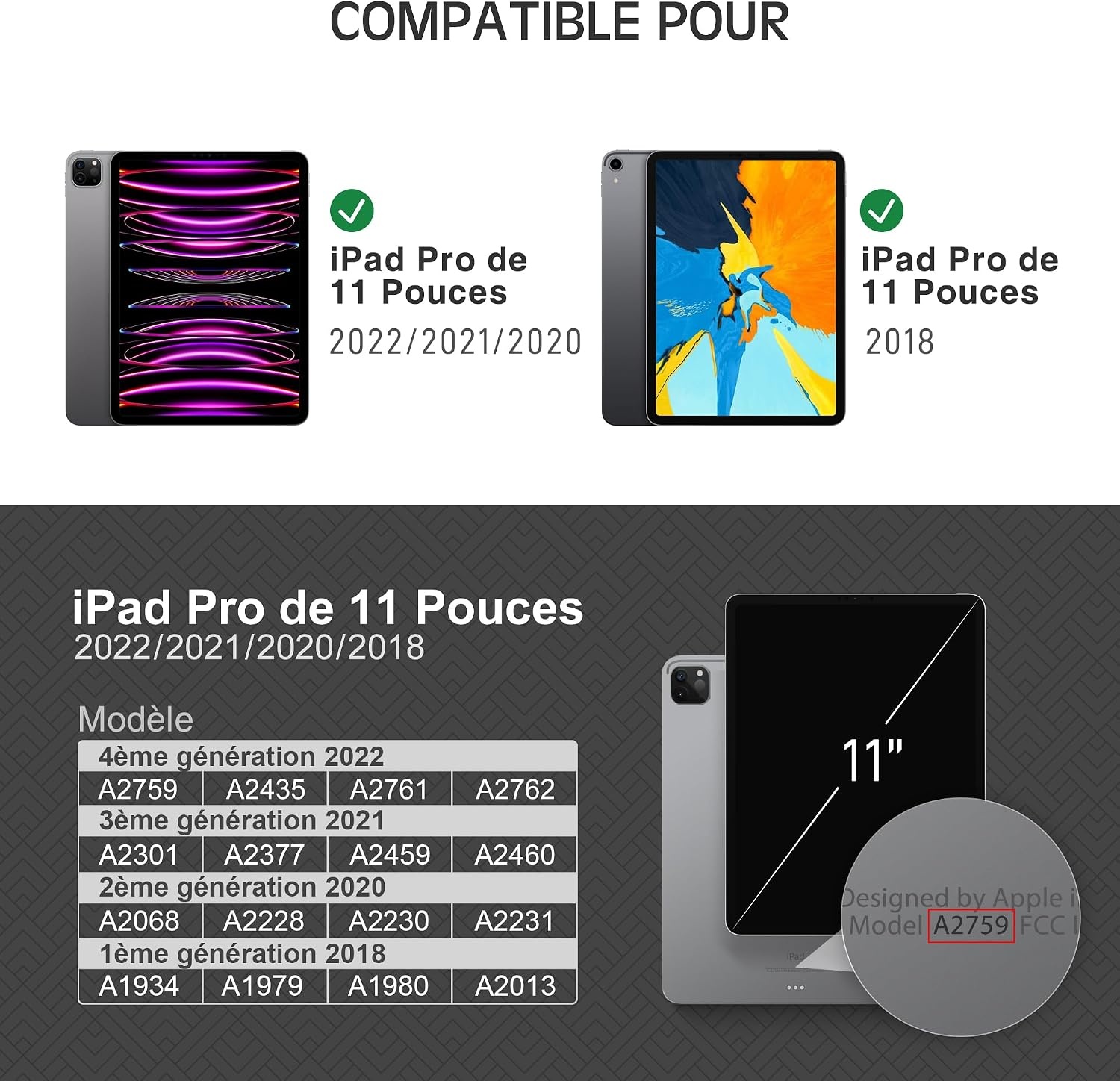 Étui de protection pour iPad Pro 11 pouces - Noir - Jusqu'à -34%